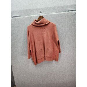 Loft Petites Womens XXS/P Ribbed Cowl Neck Pullover Sweater Rust Orange
